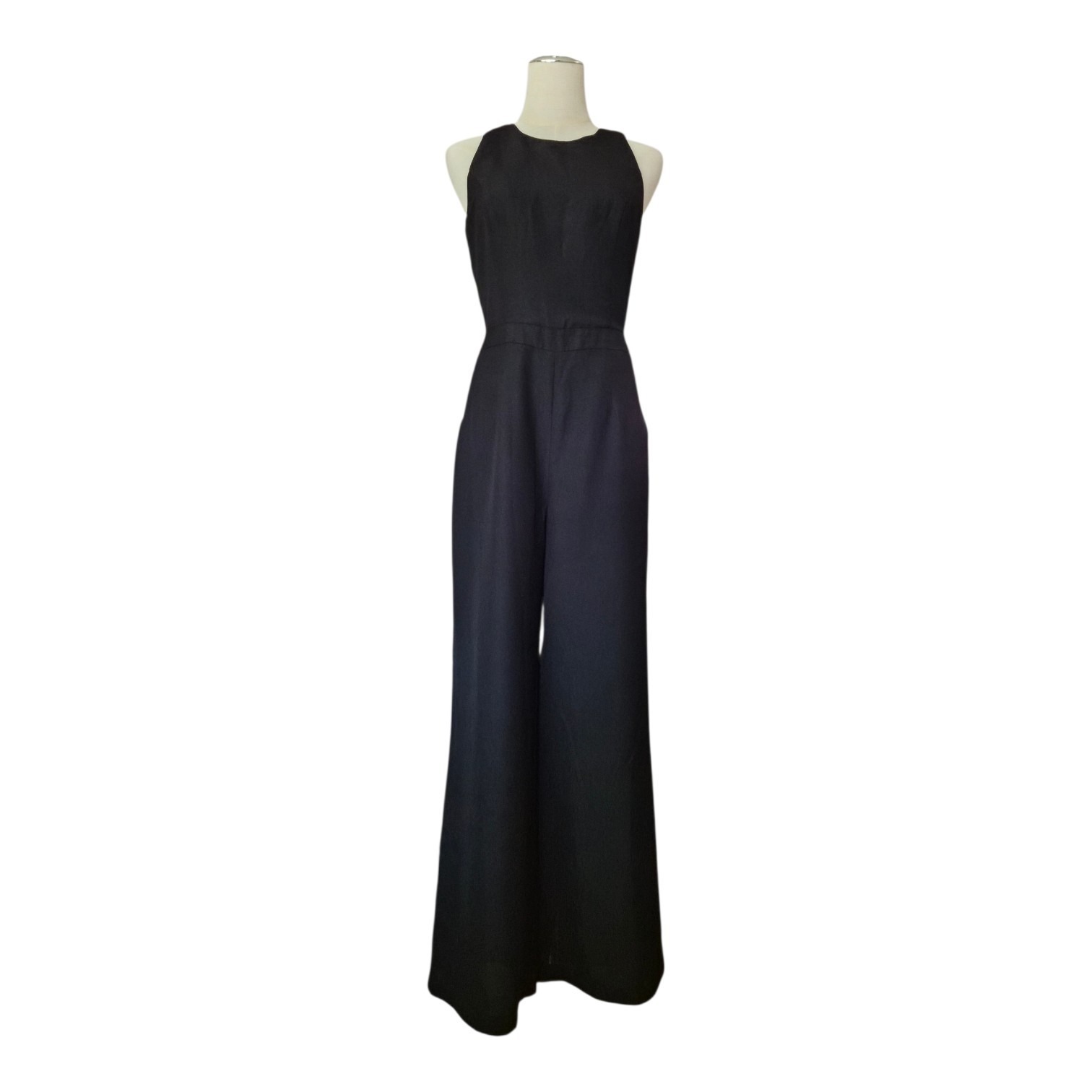 Adelyn Rae Black Wide Leg Jumpsuit Small Open Back Formal Minimalist Palazzo Nwt